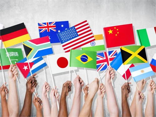 Haende halten Flaggen - Internationale Woche Dortmund